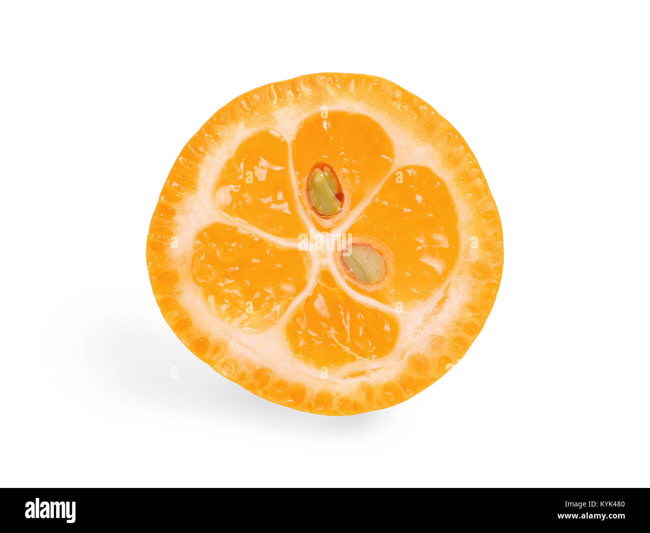 Kumquat section. Tiny citrus close up isolated on white Stock Photo Alamy