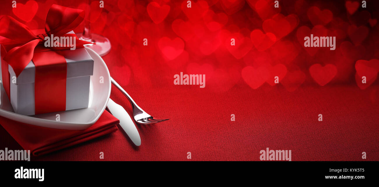 Romantic table setting for Valentines day Stock Photo