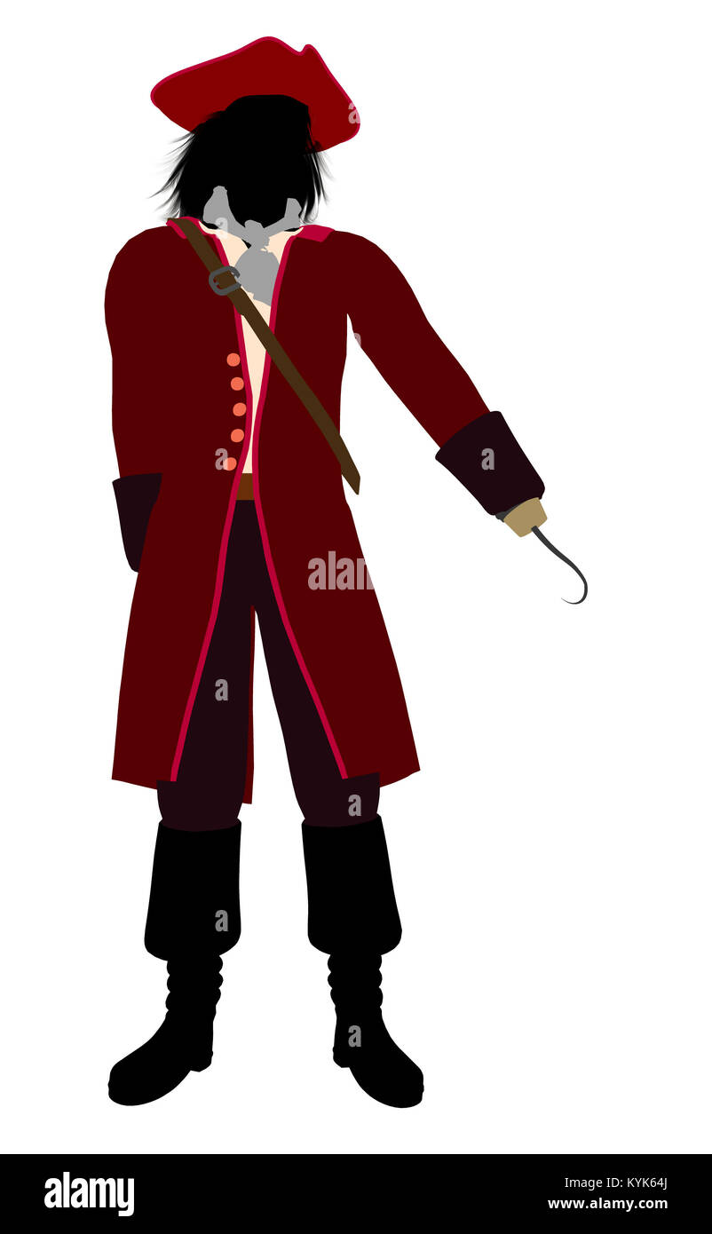 Captain hook illustration silhouette on a white background Stock Photo -  Alamy