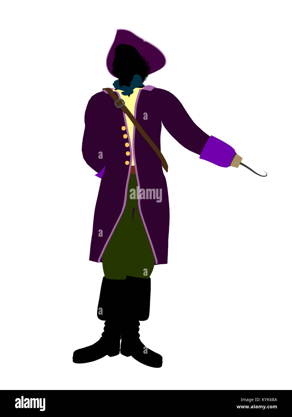 Captain hook illustration silhouette on a white background Stock Photo