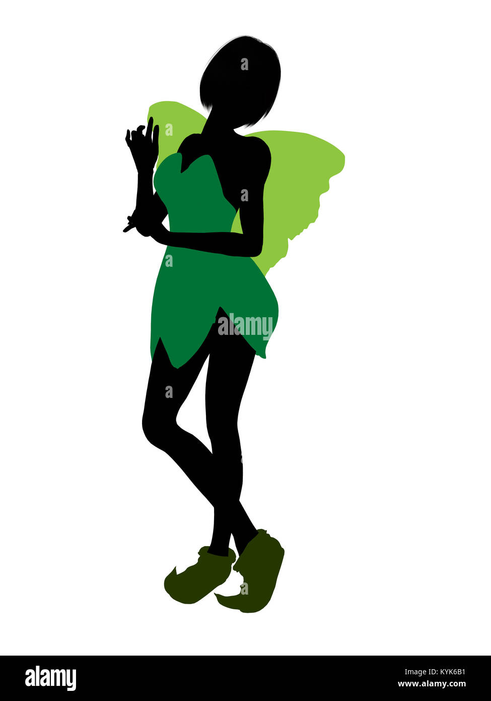 Tinker Bell illustration silhouette on a white background Stock Photo ...