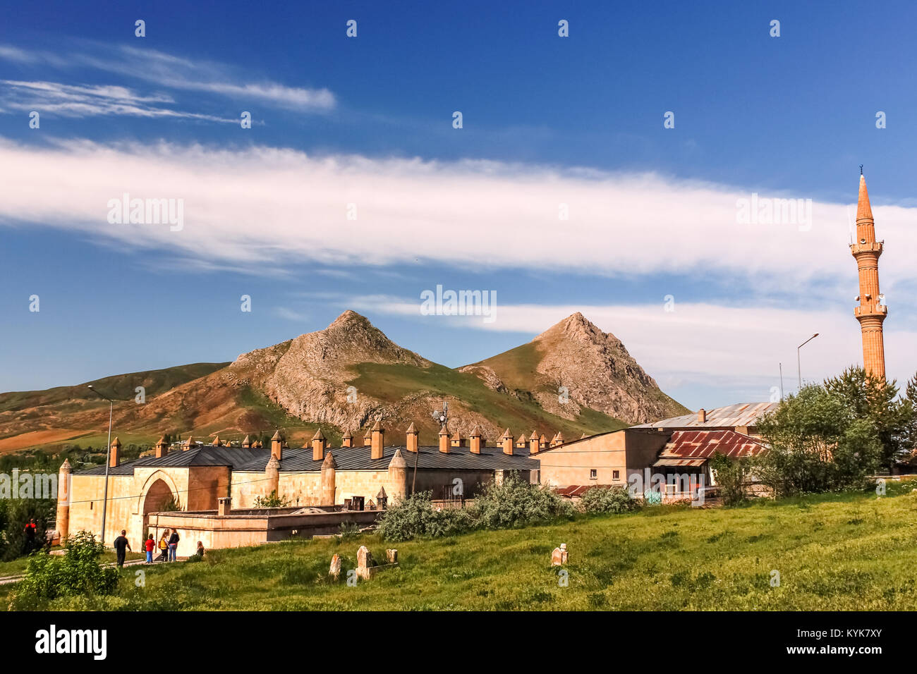 Exterior view of Saltukid caravanserai,12th century complex of buildings built by Saltukid female ruler Melike Mama Hatun,Tercan,Erzincan,Turkey.18 Ma Stock Photo