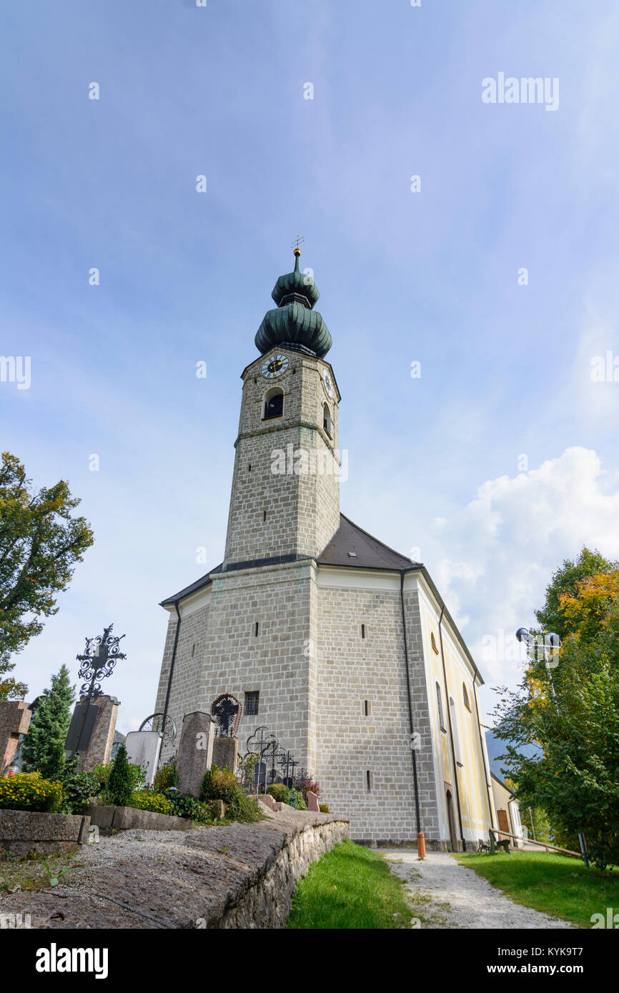 Ruhpolding: church St. Georg, Oberbayern, Chiemgau, Upper Bavaria, Bayern, Bavaria, Germany Stock Photo
