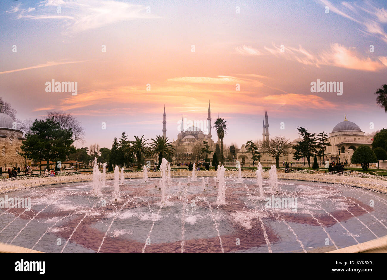 Sultanahmet Park with view of Blue Mosque also called Sultan Ahmed ...