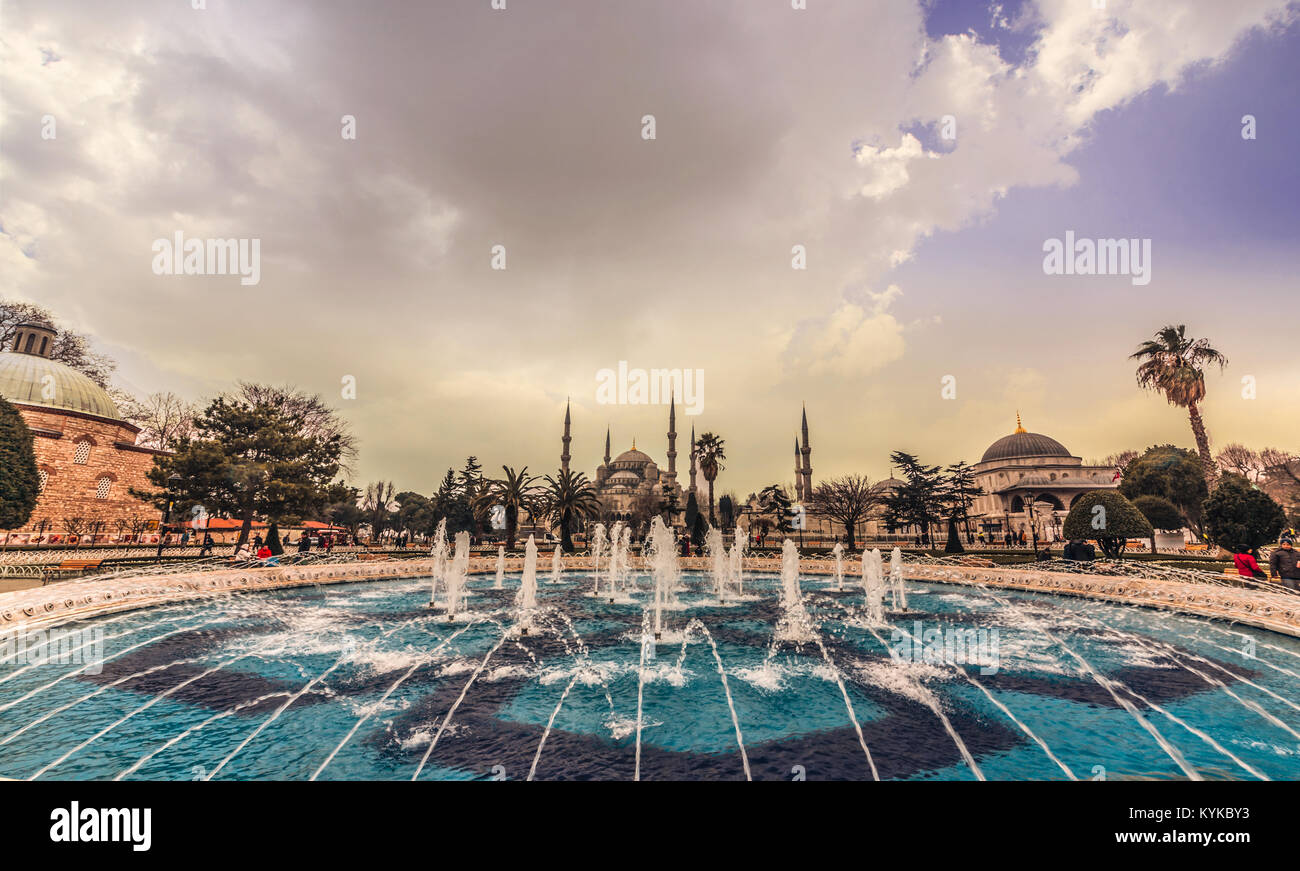 Sultanahmet Park with view of Blue Mosque also called Sultan Ahmed ...