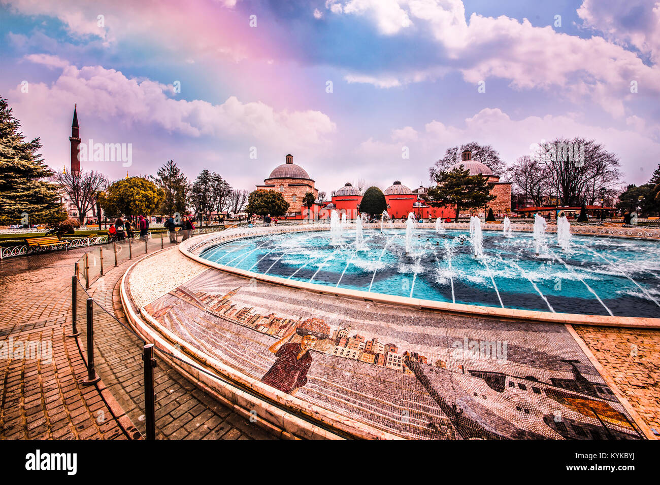 Sultanahmet Park with view of Blue Mosque also called Sultan Ahmed ...
