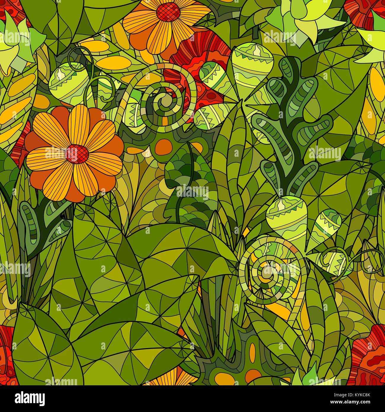 hand drawn vector floral seamless pattern Stock Vector Image & Art - Alamy