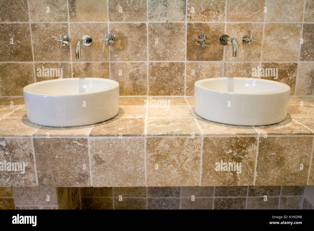 Contemporay his and hers wash basins in an upmarket bathroom Stock Photo