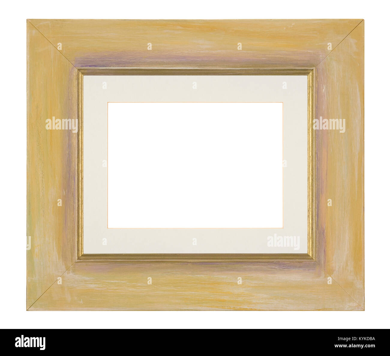 Empty picture frame, hand painted yellow moulding Stock Photo - Alamy