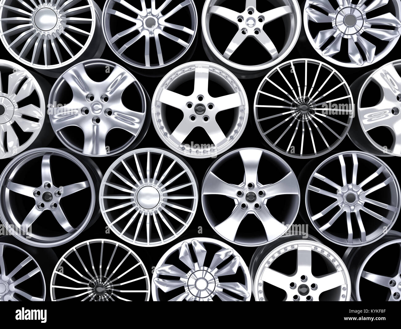 Many car disc on black background. 3d illustration Stock Photo