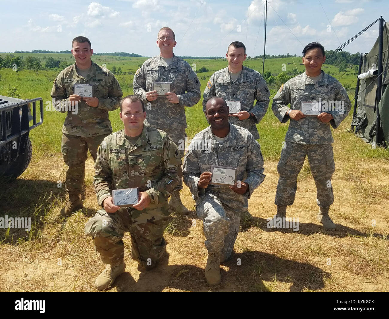 Signal Soldiers of the 138th Field Artillery Brigade commemorate the