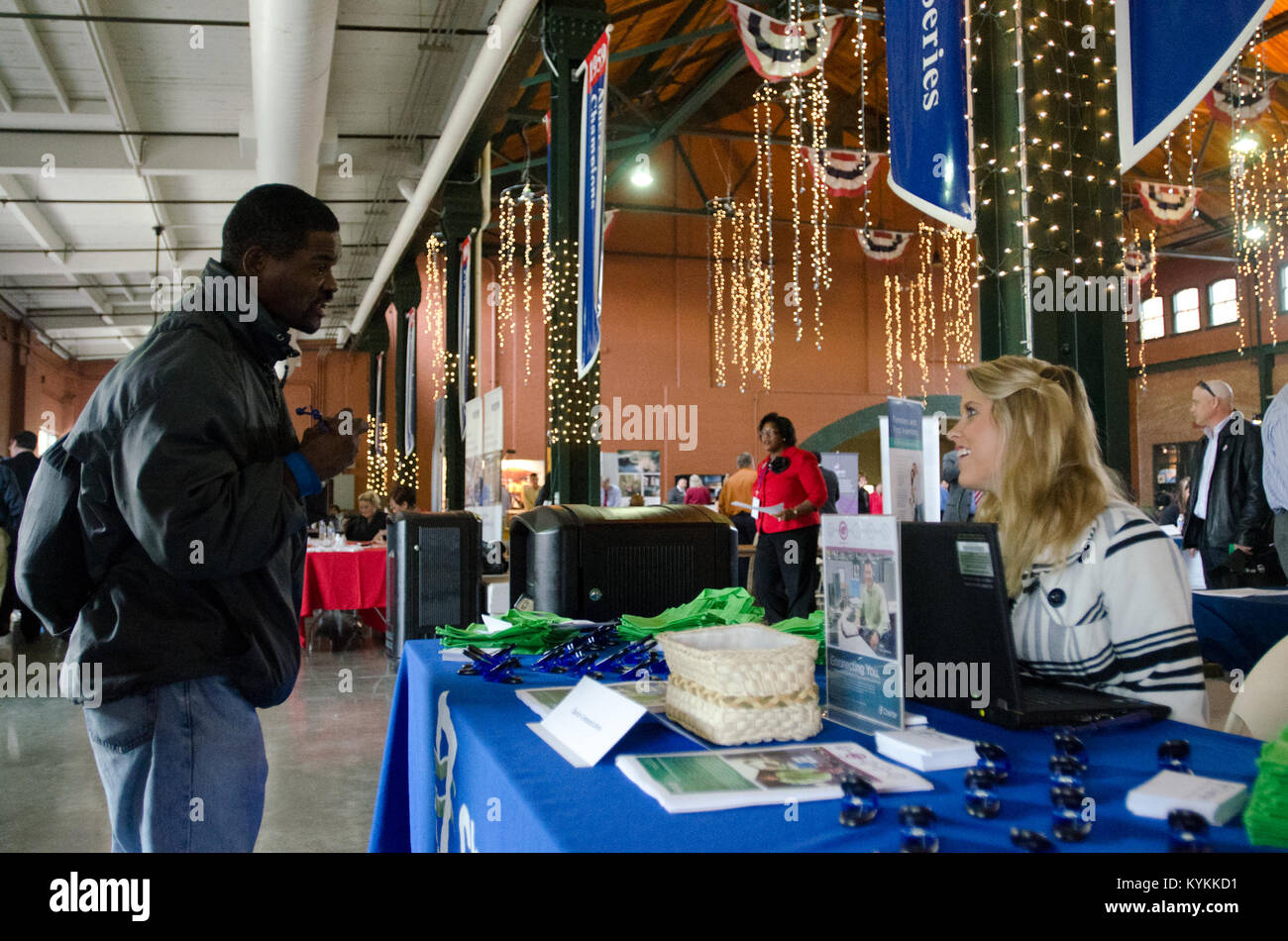 Veterans talk to local companies about job opportunities at the