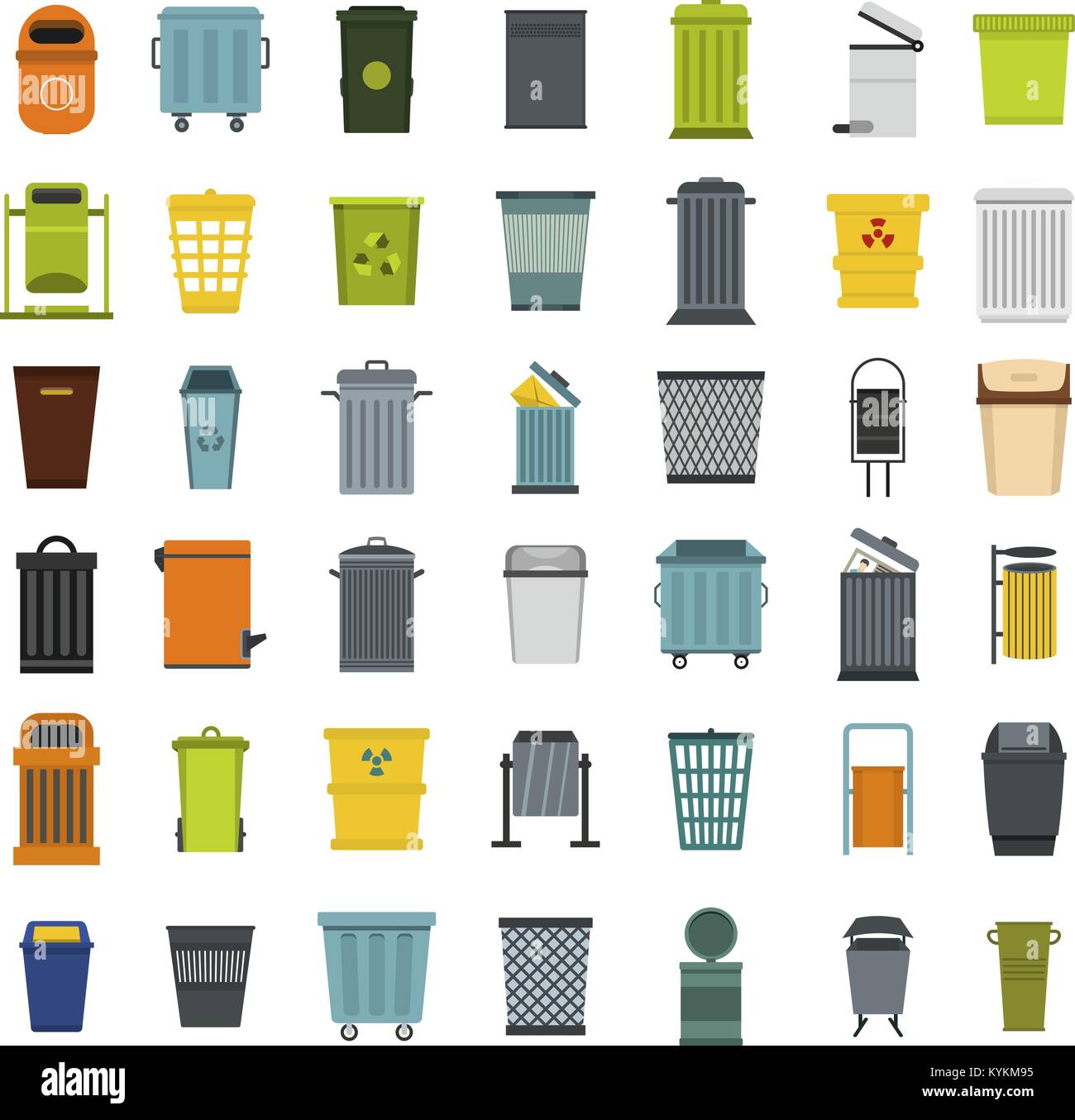 Garbage can icon set, flat style Stock Vector Image & Art - Alamy