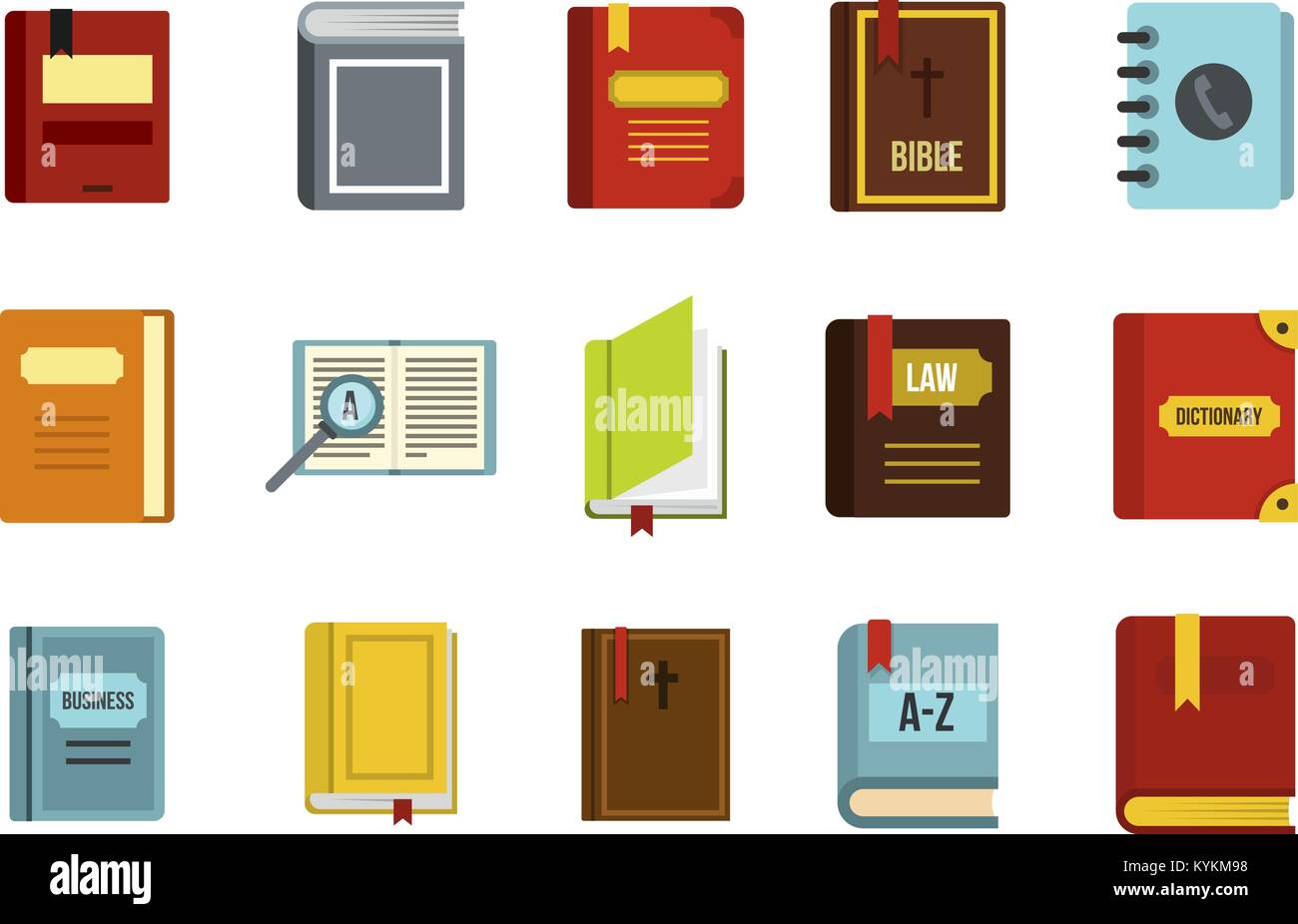 Book icon set, flat style Stock Vector Image & Art - Alamy