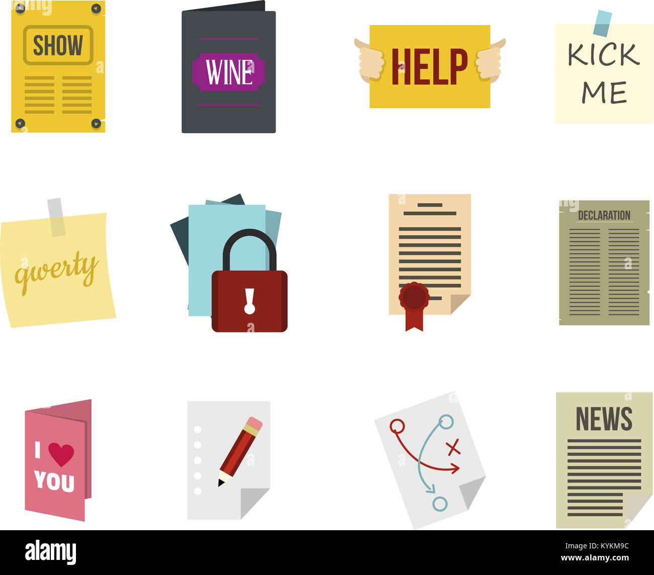 Paper icon set, flat style Stock Vector Image & Art - Alamy