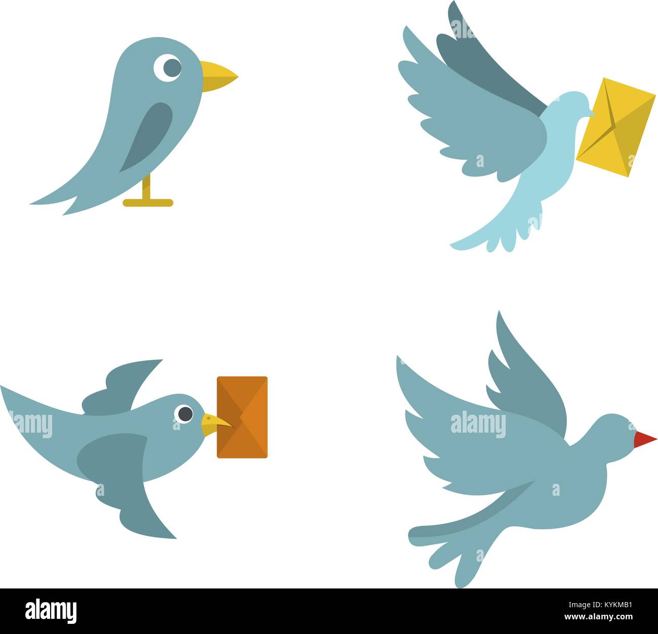 Postal bird icon set, flat style Stock Vector Image & Art - Alamy