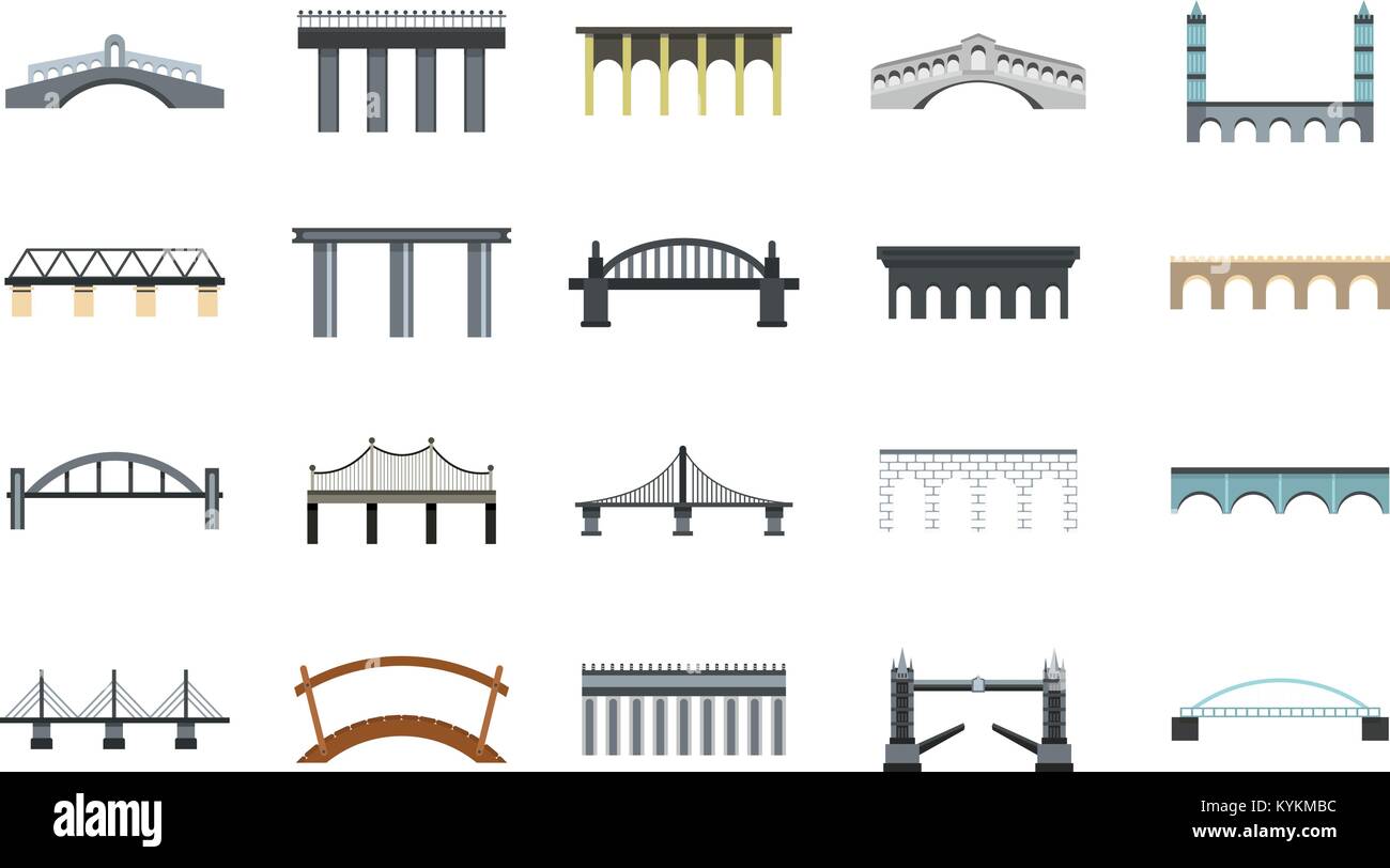 Bridge icon set, flat style Stock Vector Image & Art - Alamy