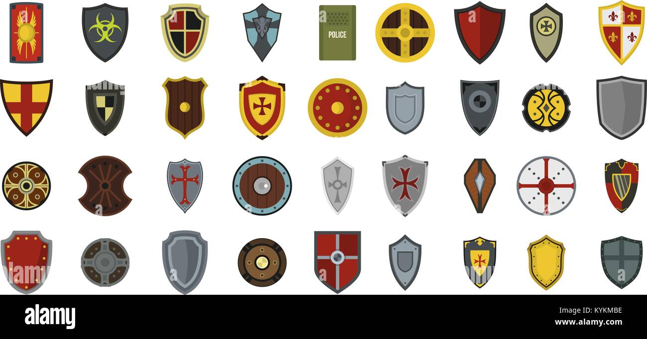 Shield icon set, flat style Stock Vector Image & Art - Alamy