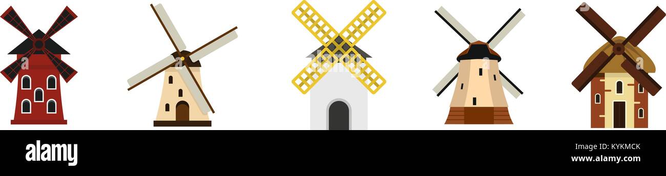 Wind mill icon set, flat style Stock Vector Image & Art - Alamy