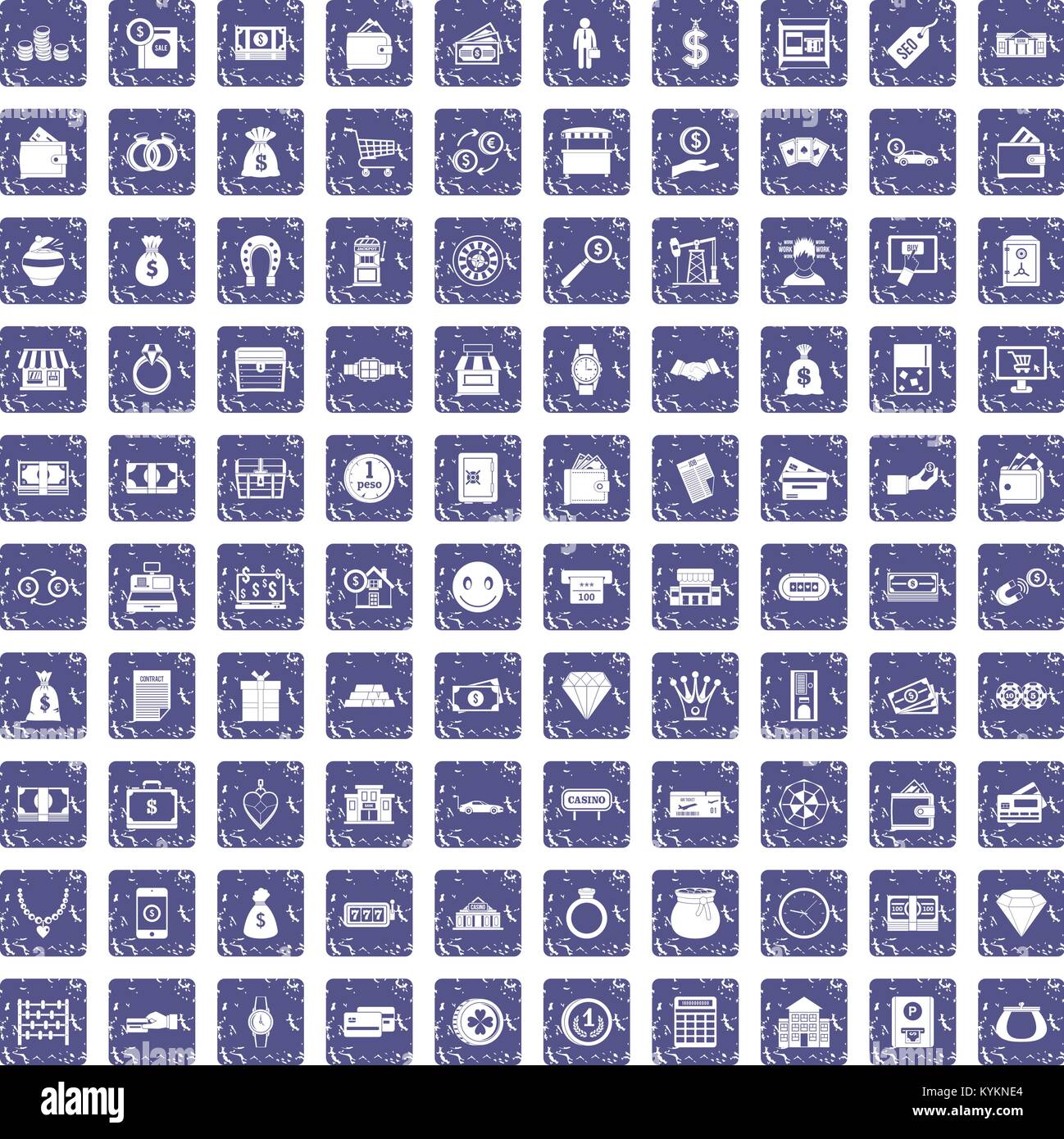 100 money icons set grunge sapphire Stock Vector Image & Art - Alamy