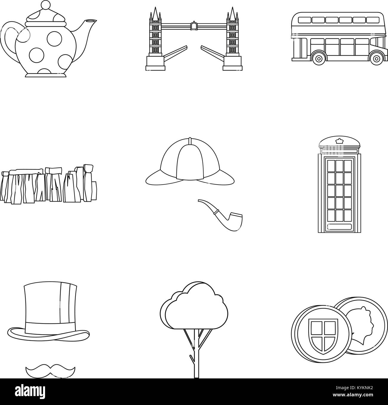 England icons set, outline style Stock Vector Image & Art - Alamy