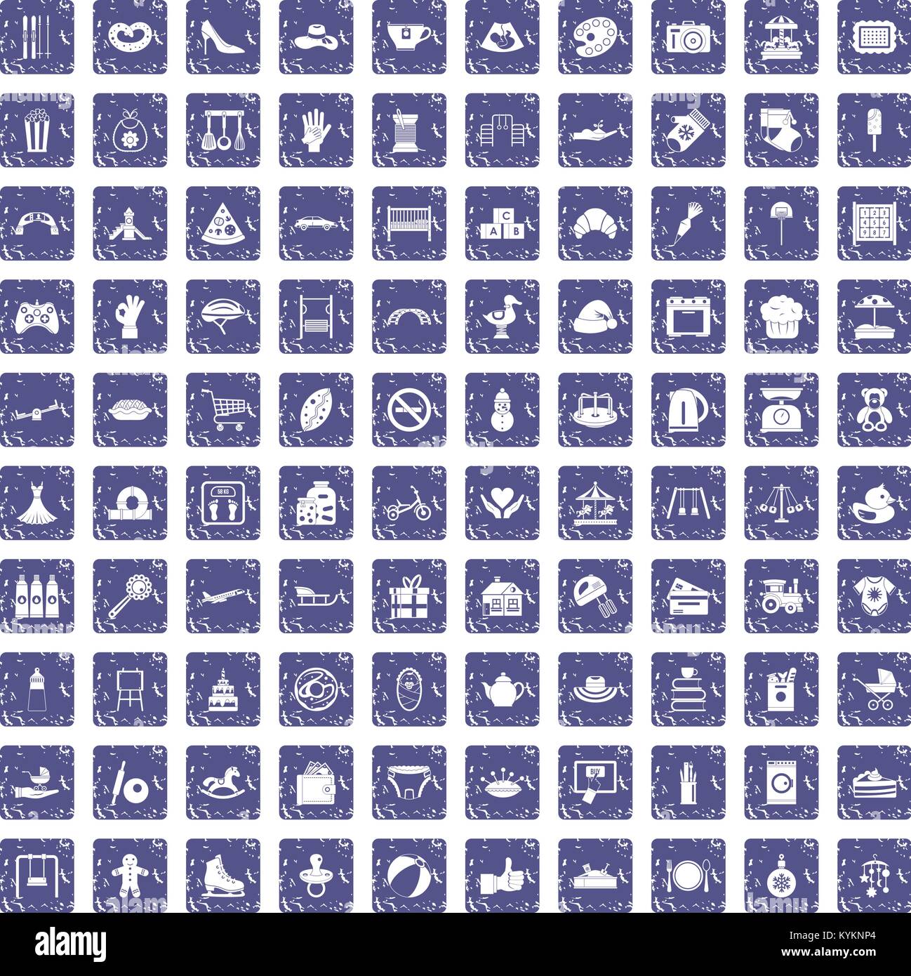100 mother and child icons set grunge sapphire Stock Vector Image & Art ...