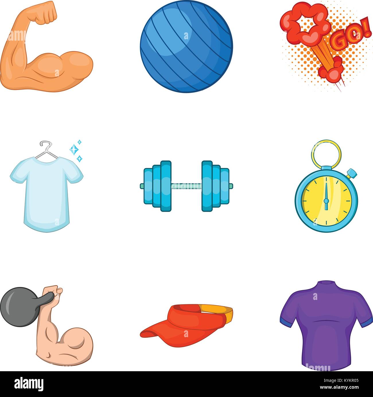 Exercise icons set, cartoon style Stock Vector Image & Art - Alamy