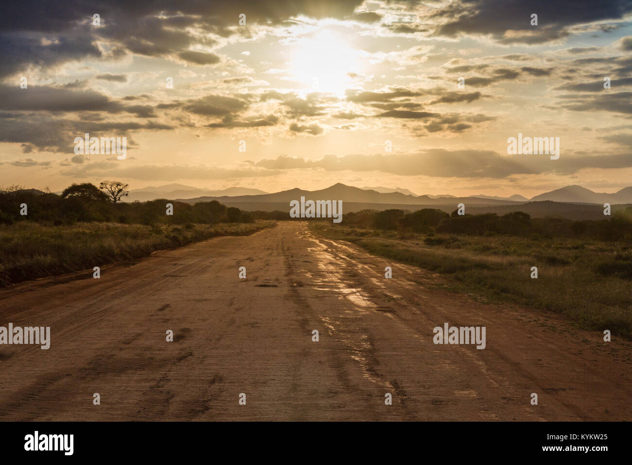 An airstrip in Mkomazi Game Reserve Stock Photo