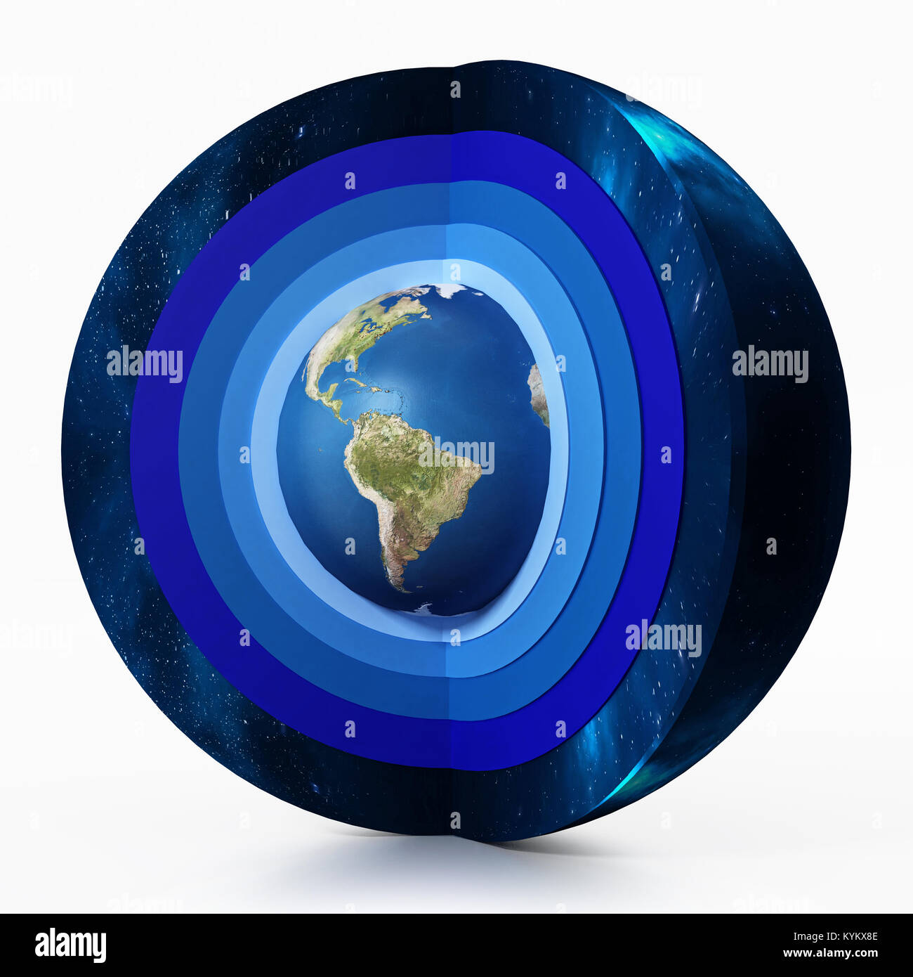 Earth levels of atmosphere diagram. 3D illustration. Stock Photo