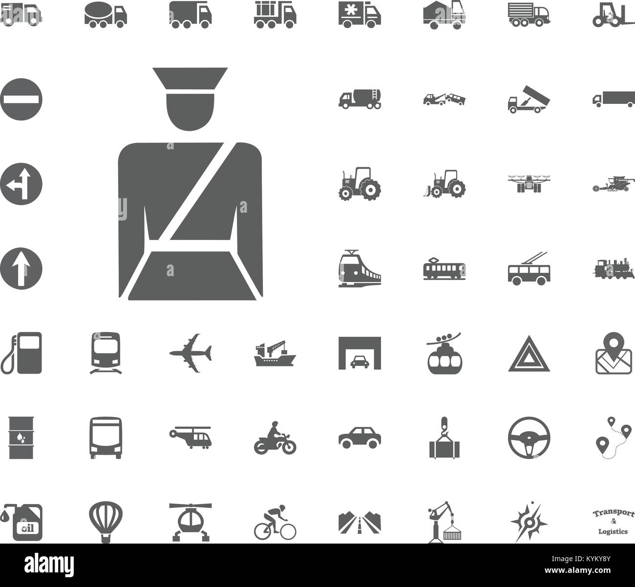 Police inspector icon. Transport and Logistics set icons. Transportation set icons. Stock Vector