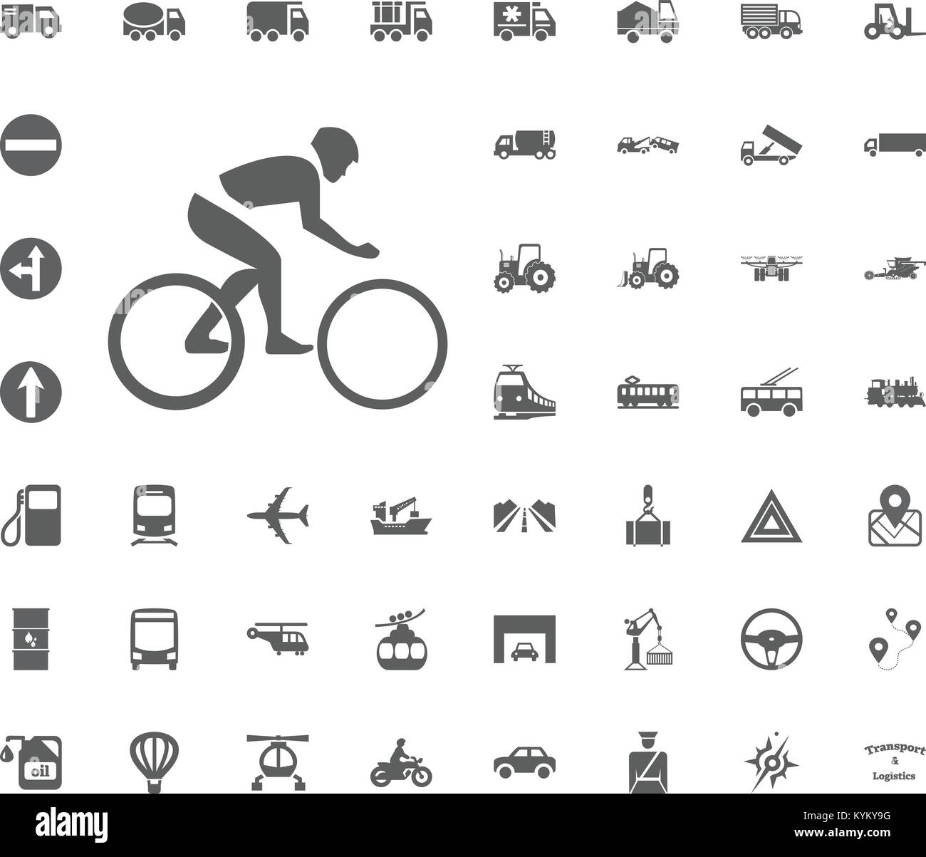 Cycle icon. Transport and Logistics set icons. Transportation set icons. Stock Vector
