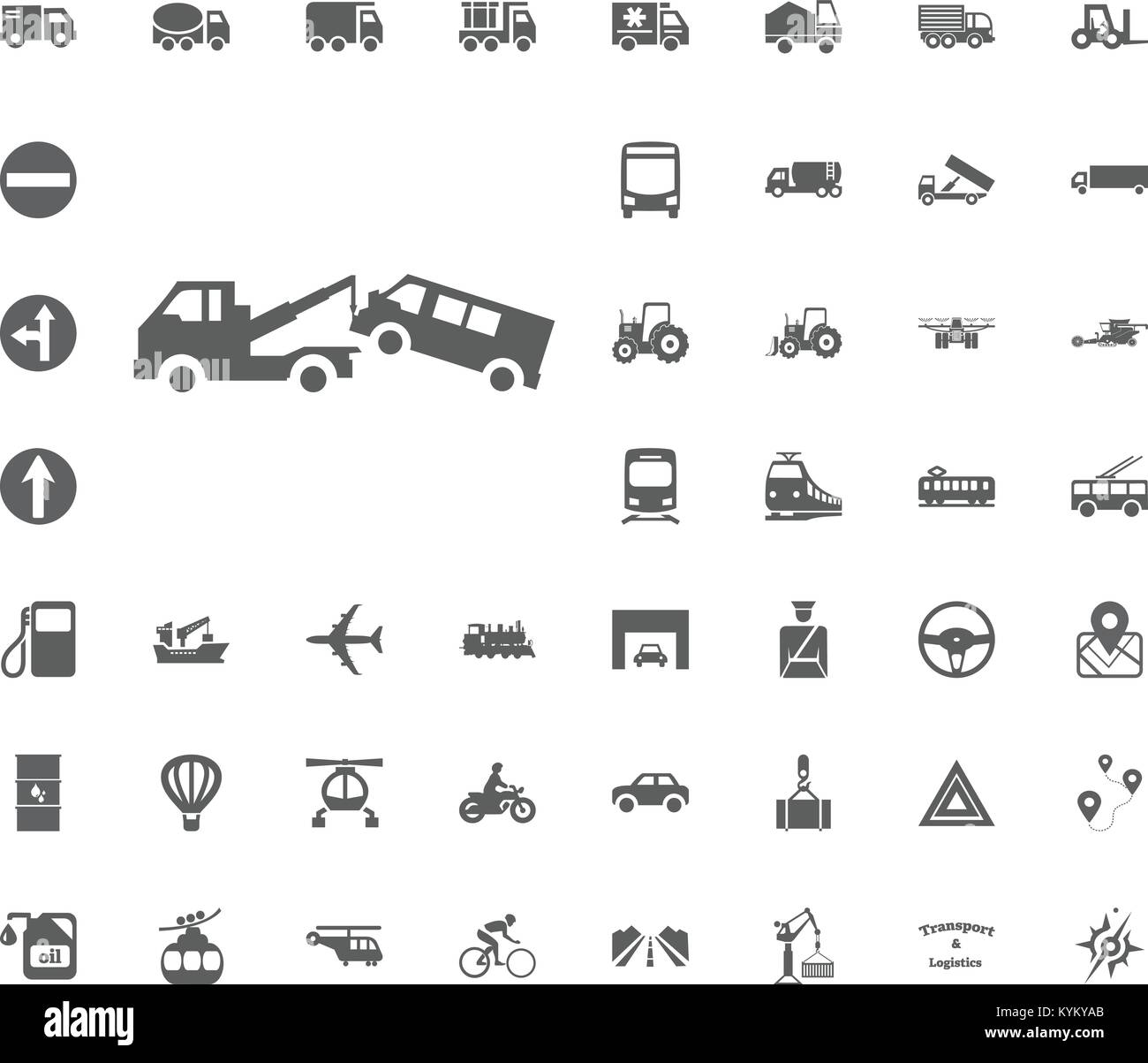Wrecker icon. Transport and Logistics set icons. Transportation set icons. Stock Vector