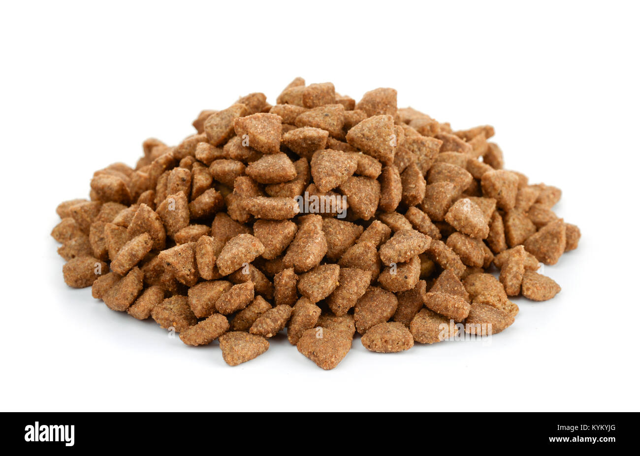 Pile of dry cat food isolated on white Stock Photo Alamy