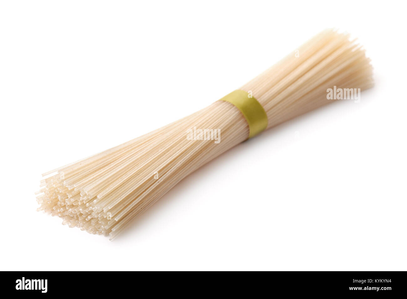 Bunch of raw rice noodles isolated on white Stock Photo