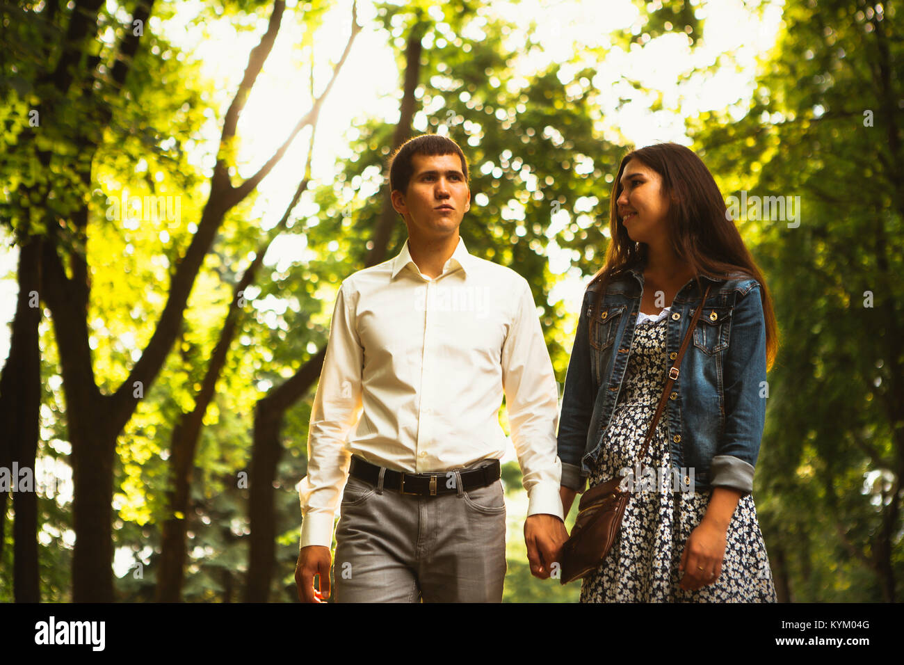 Black and white photo beautiful young couple in the park Stock Photo ...
