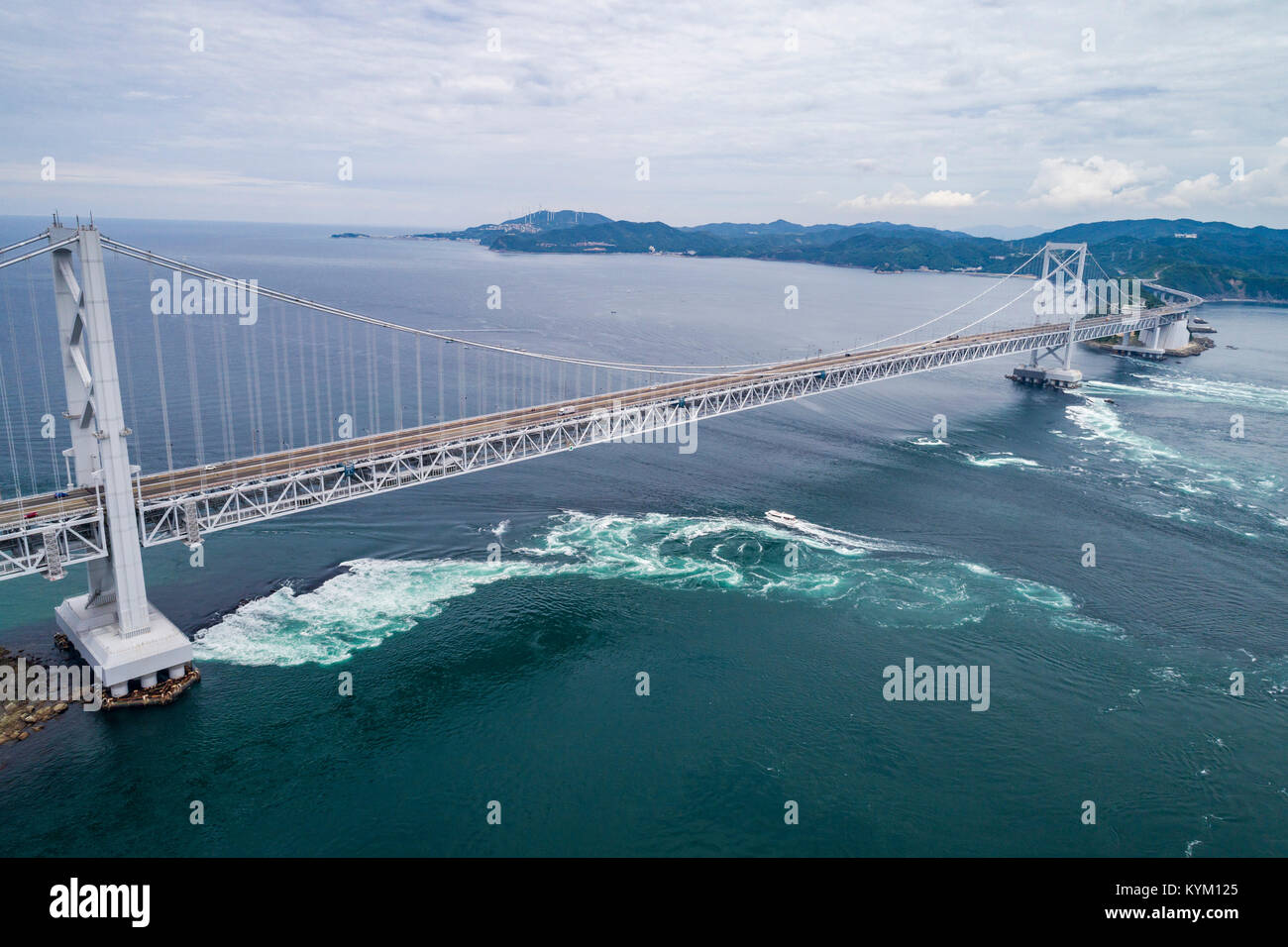 Onaruto Bridge, view from Naruto City, Tokushima Prefecture, Japan. Stock Photo