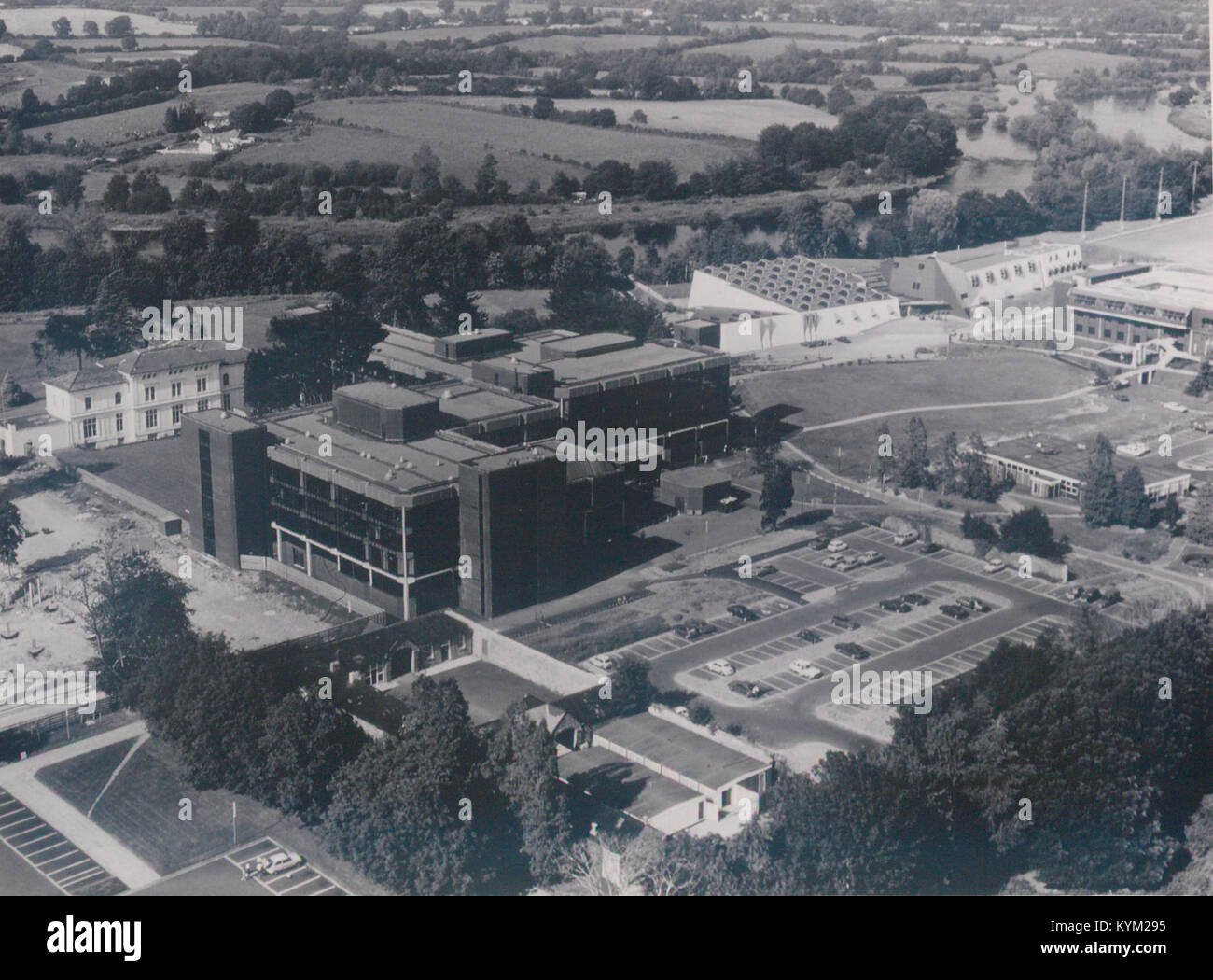 An aerial photograph of a campus taken in 1983, showcasing the layout ...