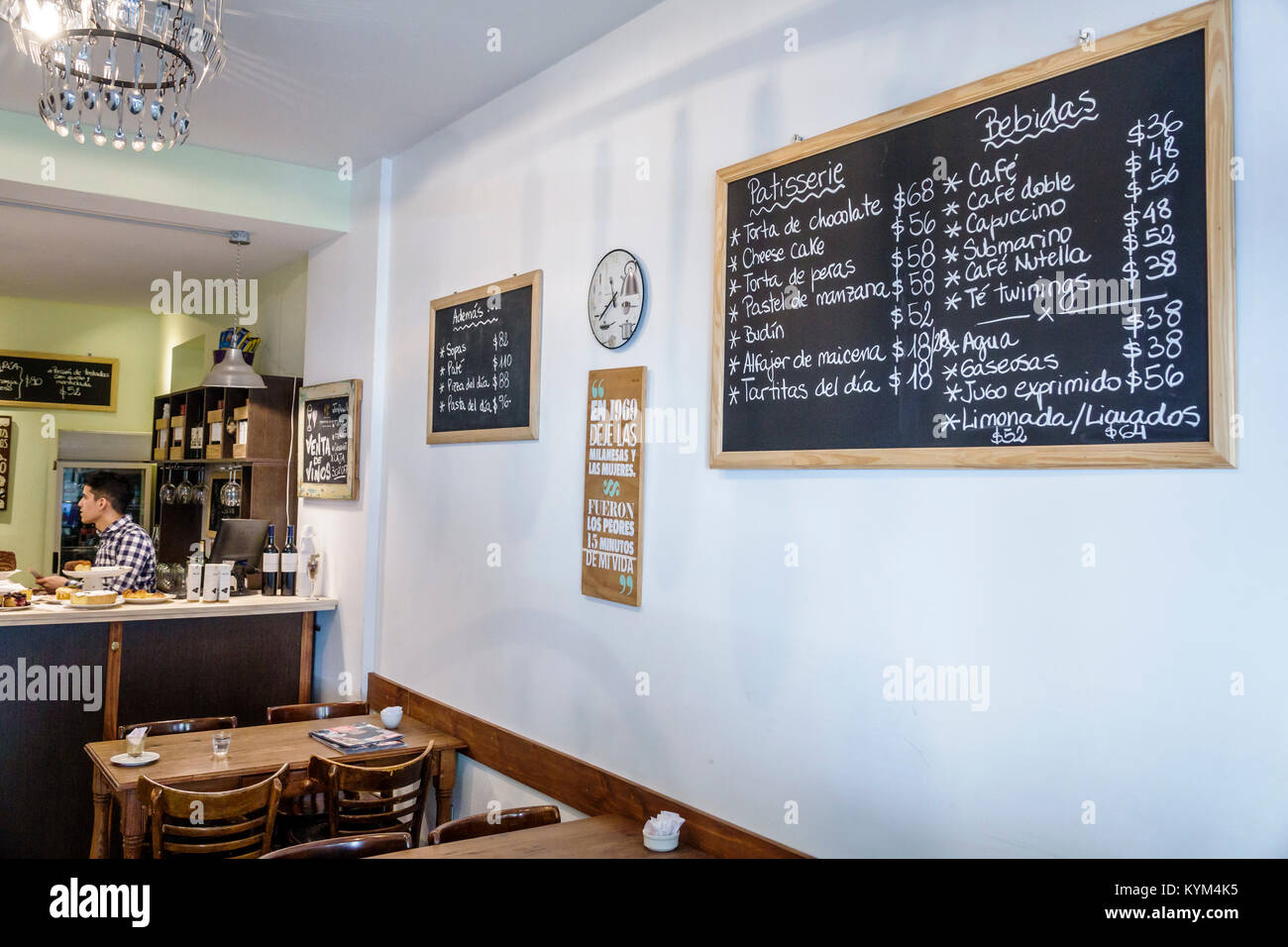 Buenos Aires Argentina,Zaccaria Bistro & Vinos,restaurant restaurants food  dining eating out cafe cafes bistro,interior inside,chalkboard,menu,drink d  Stock Photo - Alamy