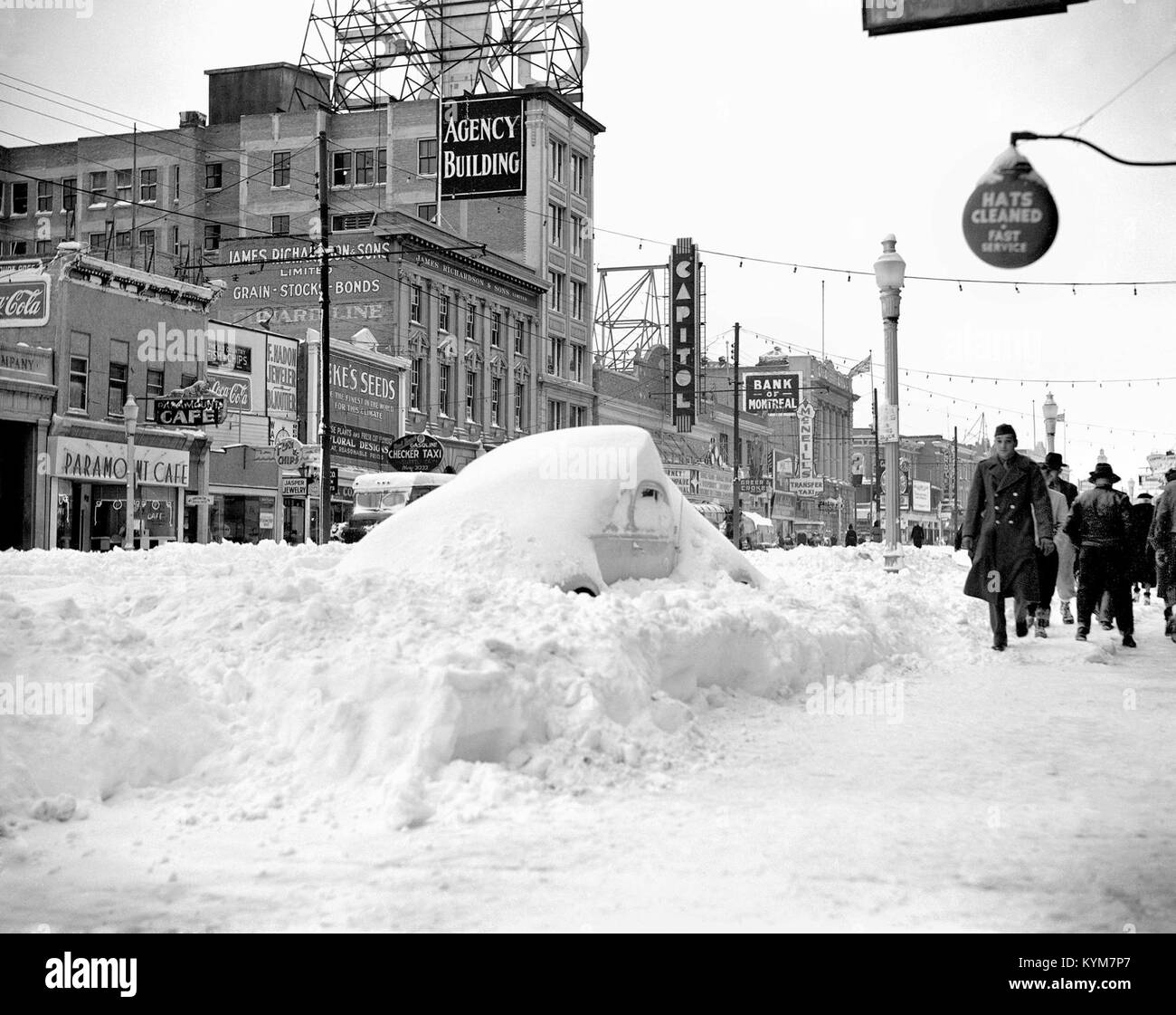 Jasper Avenue, Edmonton, Alberta, after a heavy snowfall 39494742232 o Stock Photo