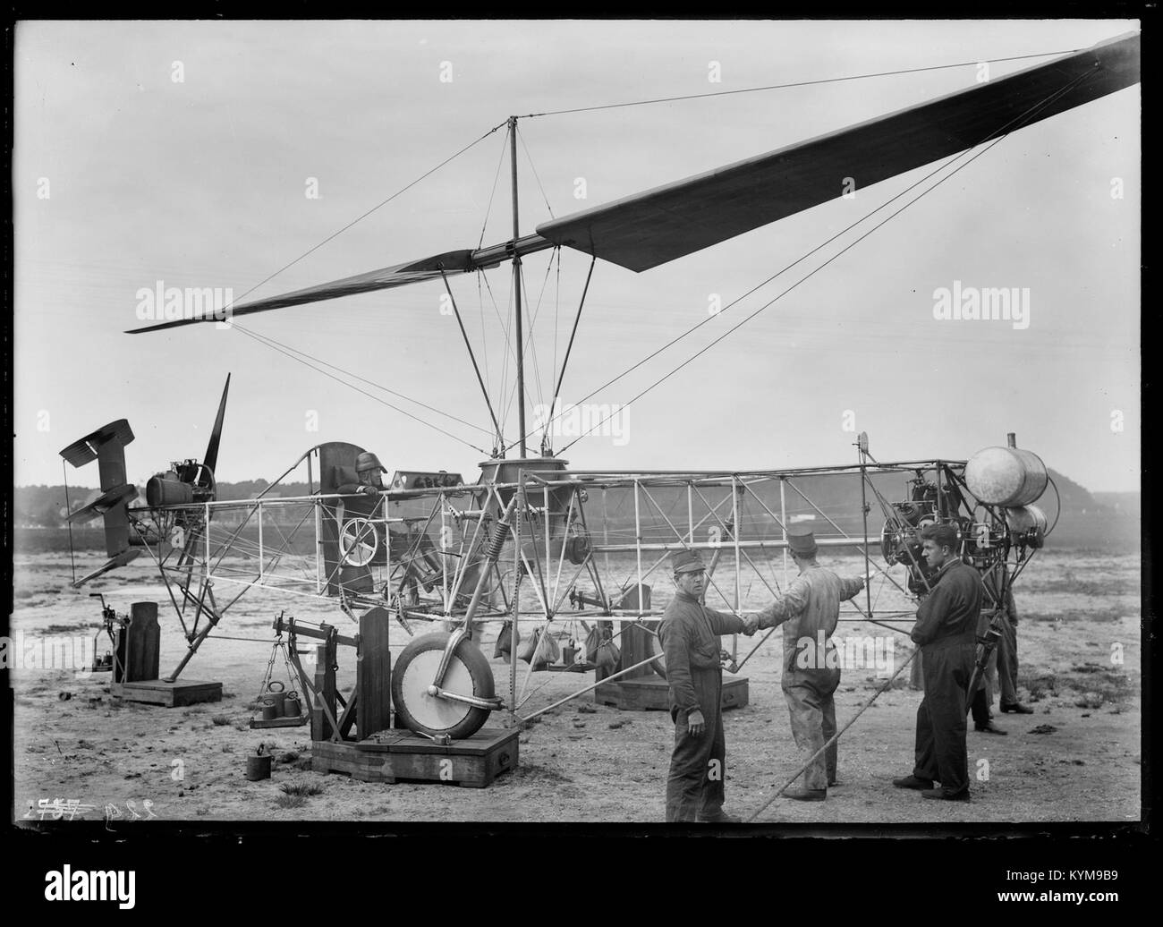 Early Box Wing Rcraft Historic image of a rotary wing aircraft, likely a helicopter, captured ...