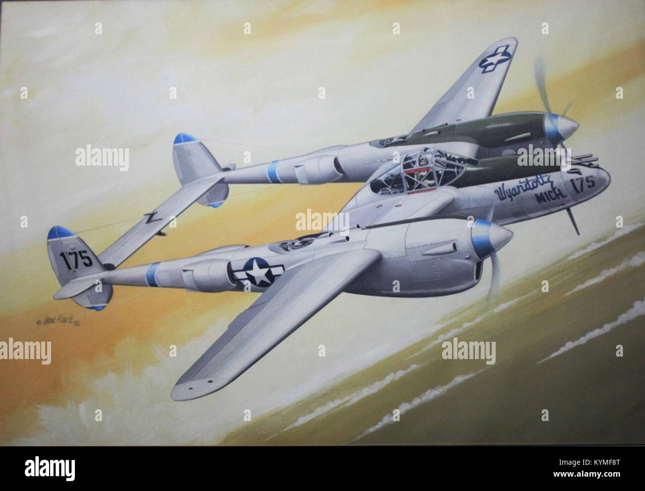 A curatorial image showcasing the P-38 Lightning, an iconic World War ...