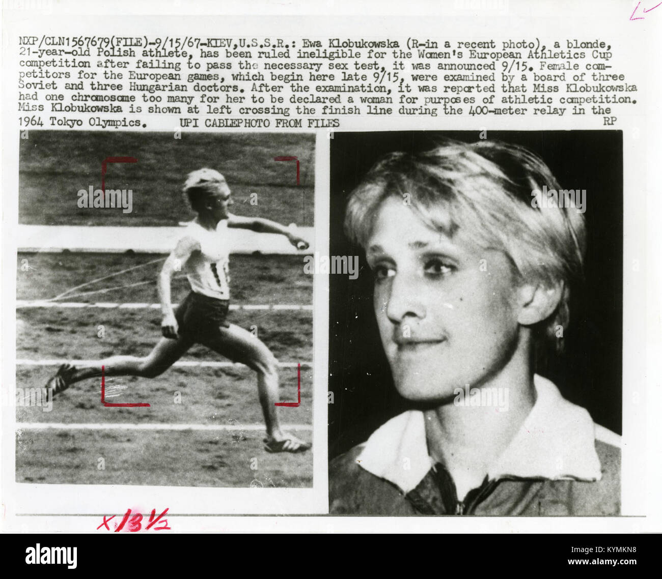 A portrait of Ewa Klobukowska, a Polish athlete born in 1946, who