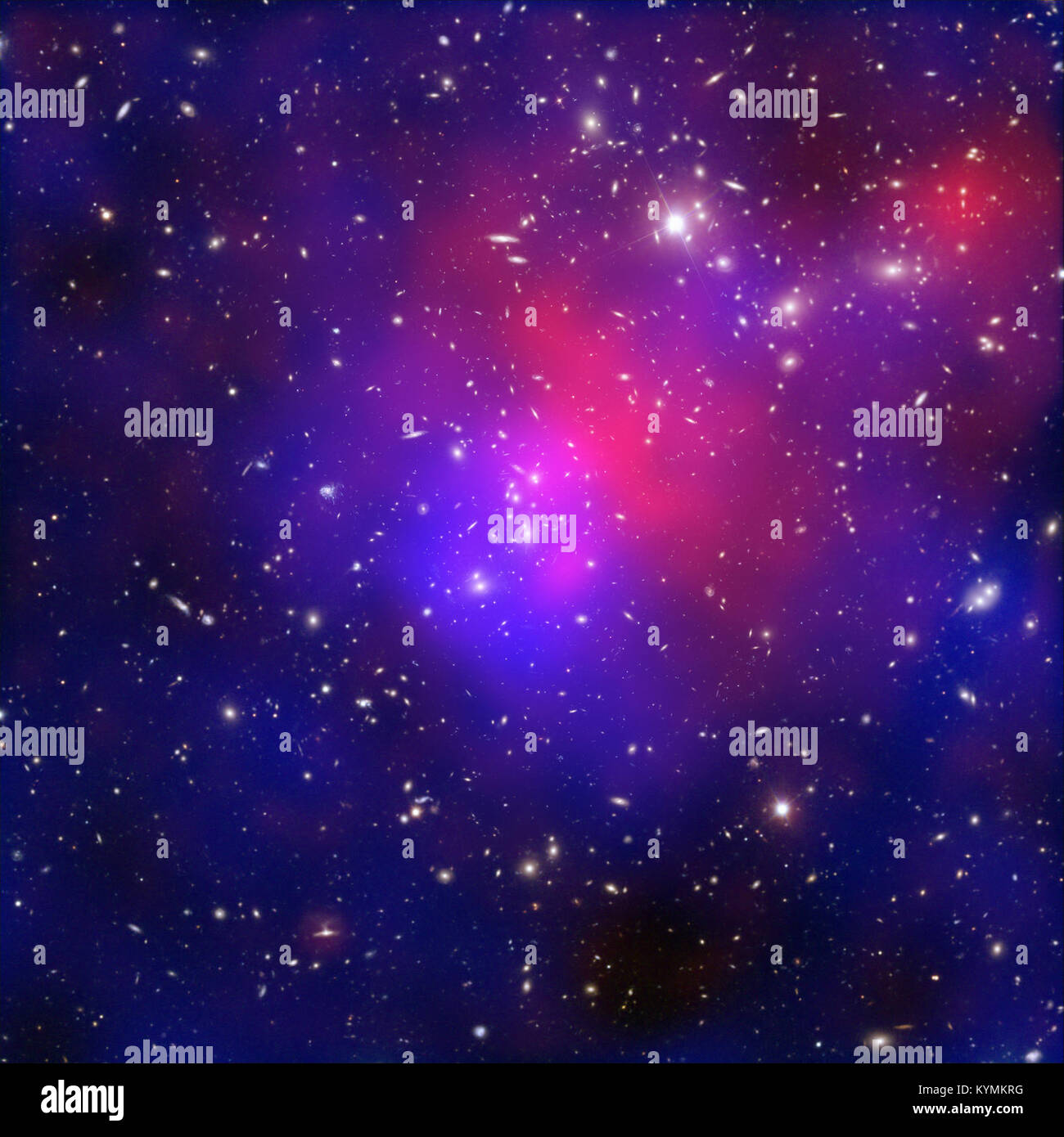 Pandora's Cluster Revealed A collision of galaxy clusters about 35 6261584312 o Stock Photo