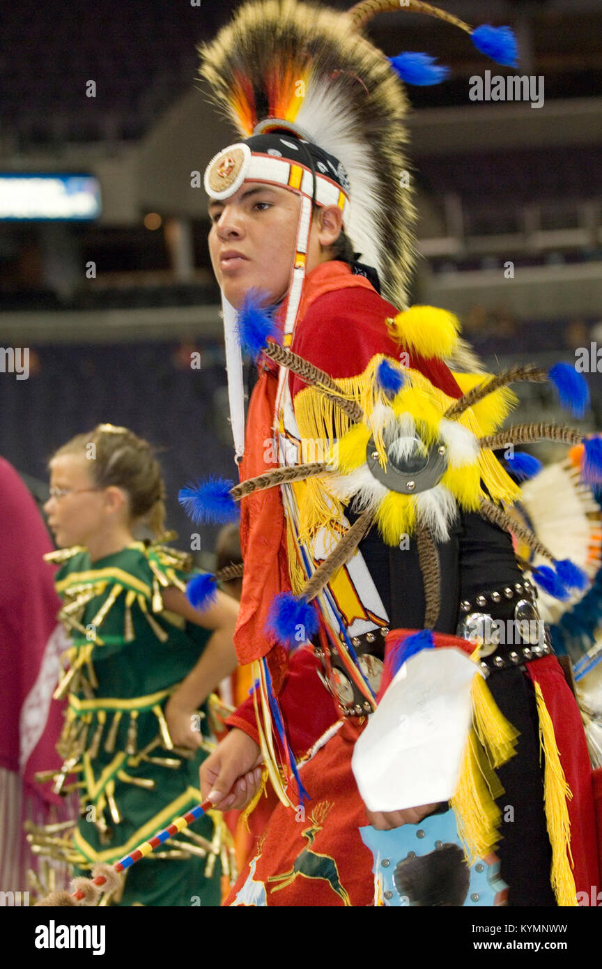 This image from the 2005 Powwow depicts a Native American dancer ...