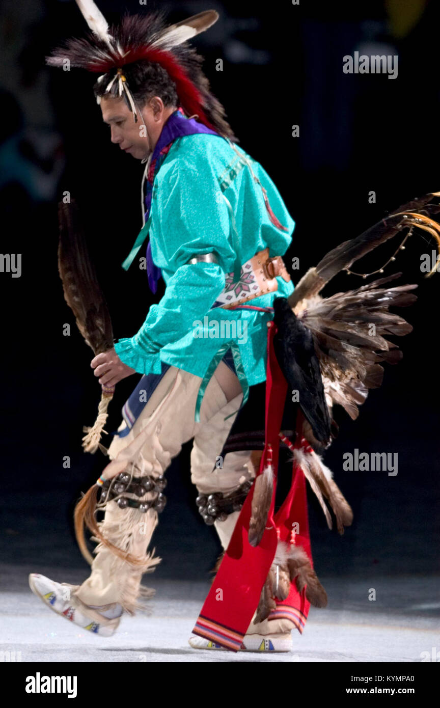 A powwow dance ceremony from 2005, showcasing Native American regalia ...