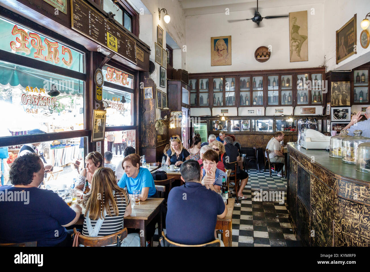 Buenos Aires Argentina,San Telmo,Plaza Dorrego Bar,dining,drink drinks drinking,restaurant restaurants food dining cafe cafes,restobar,inside,tables,m Stock Photo