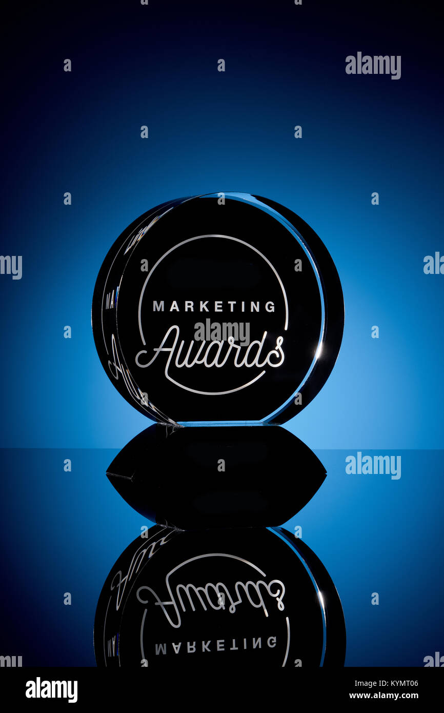 Marketing Awards glass plaque or trophy Stock Photo Alamy