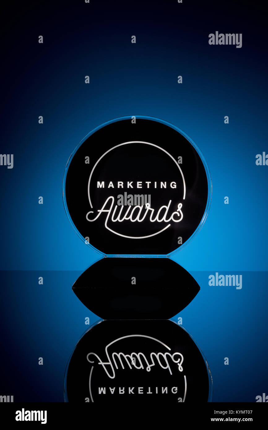 Marketing Awards glass plaque or trophy Stock Photo Alamy