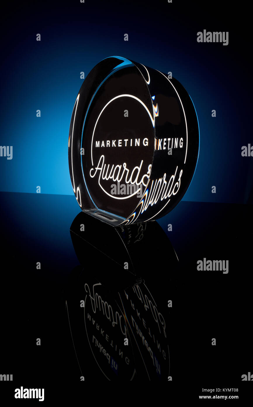 Marketing Awards glass plaque or trophy Stock Photo Alamy