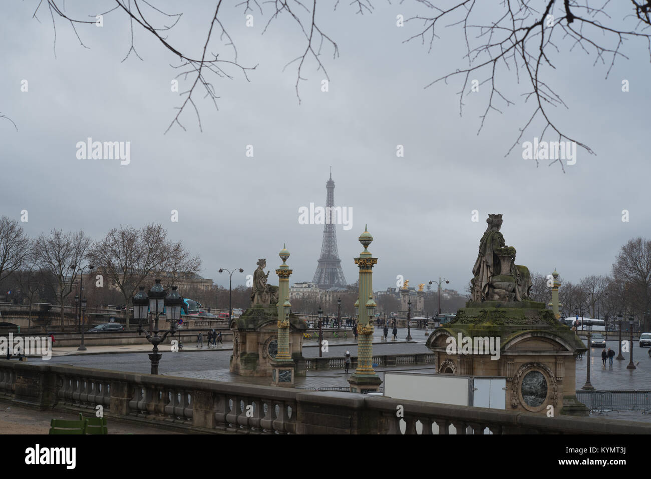 Paris on a gray winters day. Stock Photo